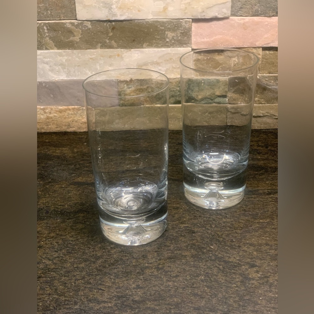 KROSNO | Set of 2 | Heavy Bubble Base Crystal Highball Glasses